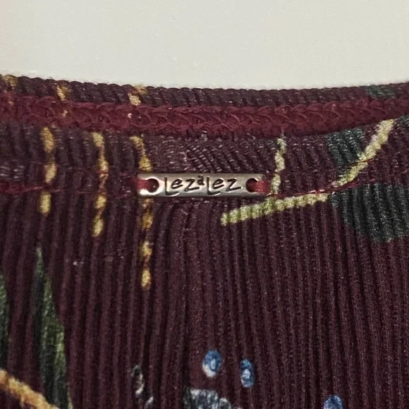 Lez A Lez Brazil Garden Burgundy Red Midi Dress Colorful Knit Dark Cottagecore - Picture 12 of 15